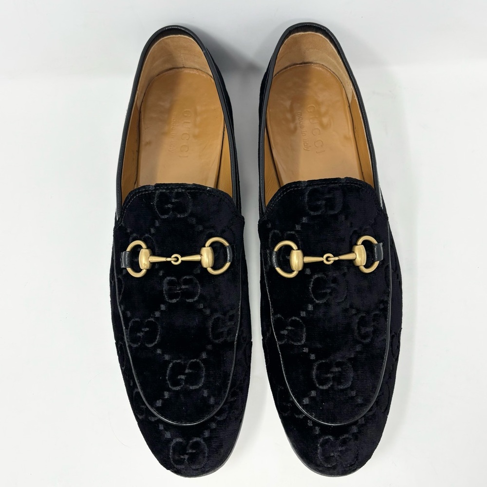 Gucci Jordaan GG Velvet Horsebit Loafers Black Nero/Nero Men’s Size 9.5 - Picture 5 of 16